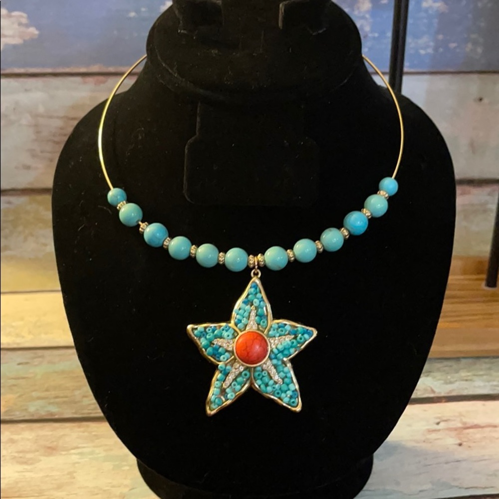 Costume jewelry Mixit large turquoise star necklce